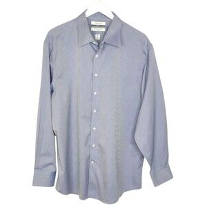 CREMIEUX Dress Shirt SLIM FIT 100% Pima Cotton Non-Iron 17.5 35 Striped Blue